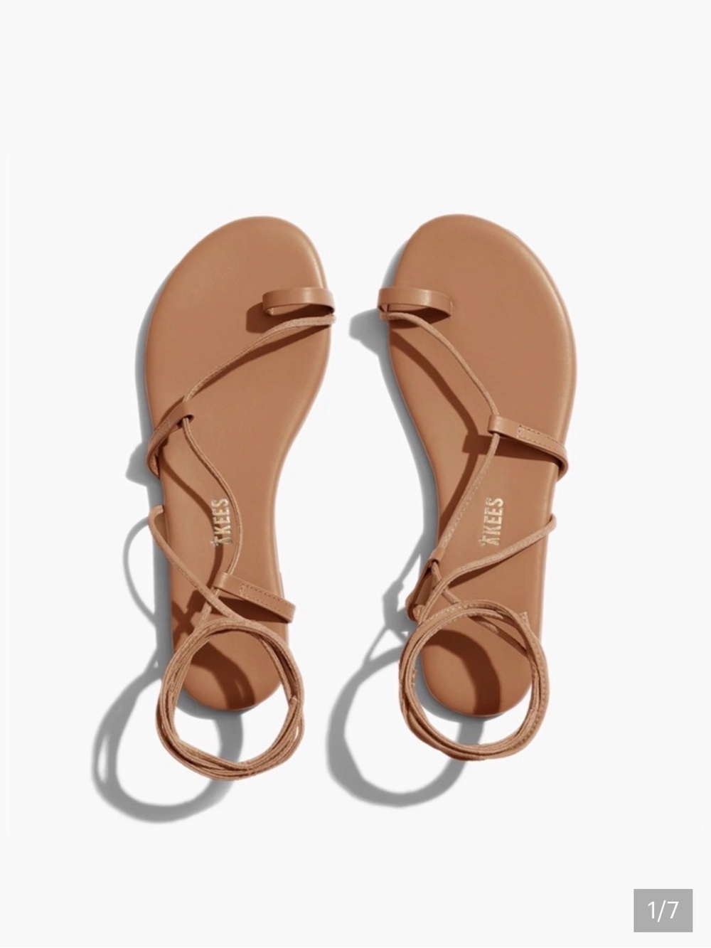TKEES Jo Lace-Up Flat Sandals in Tan